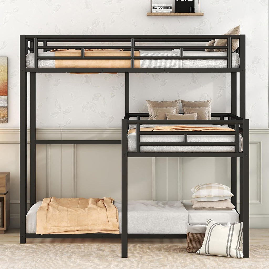 Black L-Shaped Triple Bunk Bed E145626