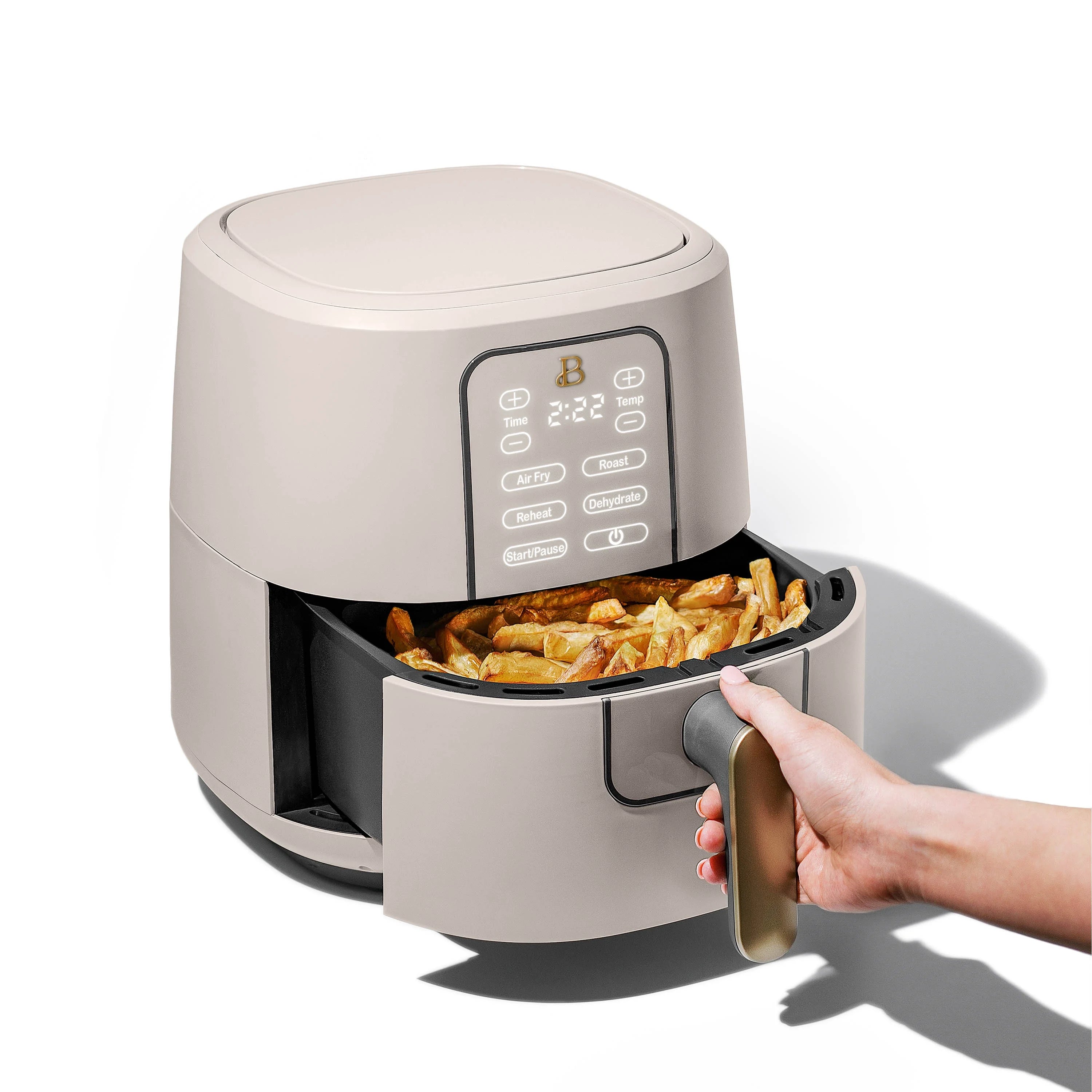 6 Qt Porcini Taupe Air Fryer with Touch-Activated Display C951