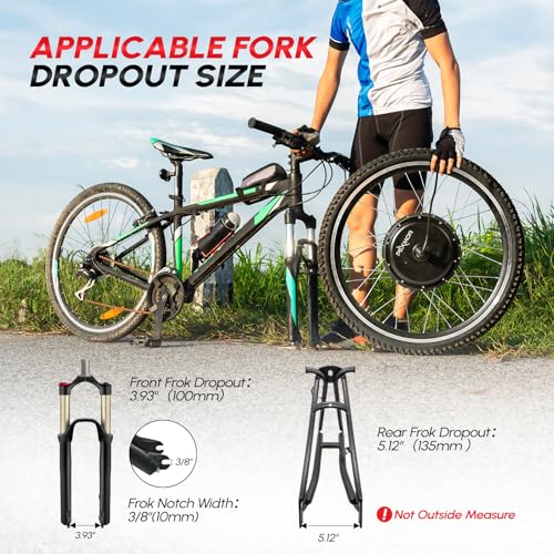 48V 1000W 26" Fat Front Wheel Electric Bike Conversion Kit with LCD Display F2724