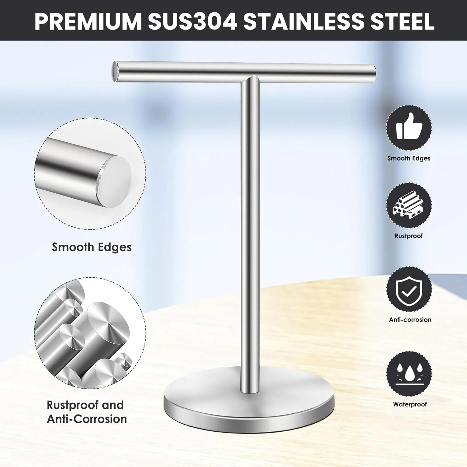 Matte Black Stainless Steel Hand Towel Holder Stand L62314