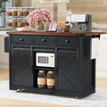 White Farmhouse Kitchen Island with Power Outlet and Drop Leaf B691