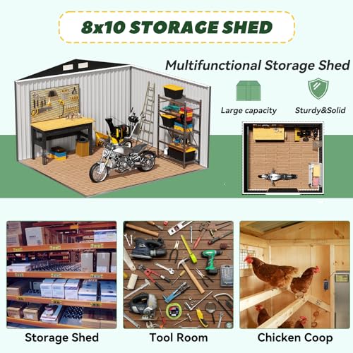 Gray Metal Outdoor Storage Shed with Double Sliding Door L759