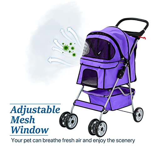 Black Double Pet Stroller with Wheels W407