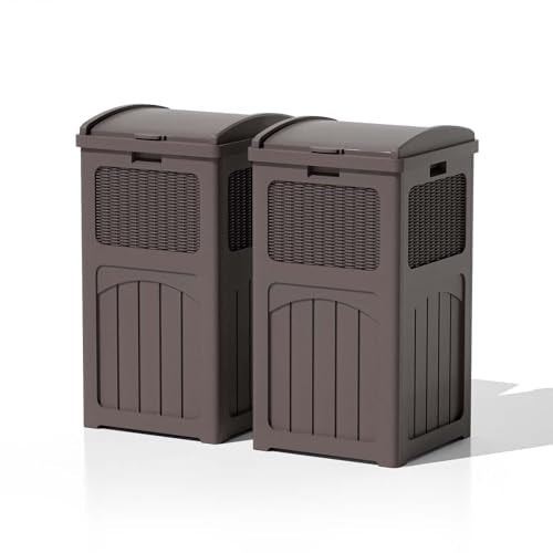 Black 36 Gallon Resin Outdoor Trash Can with Lid S614906