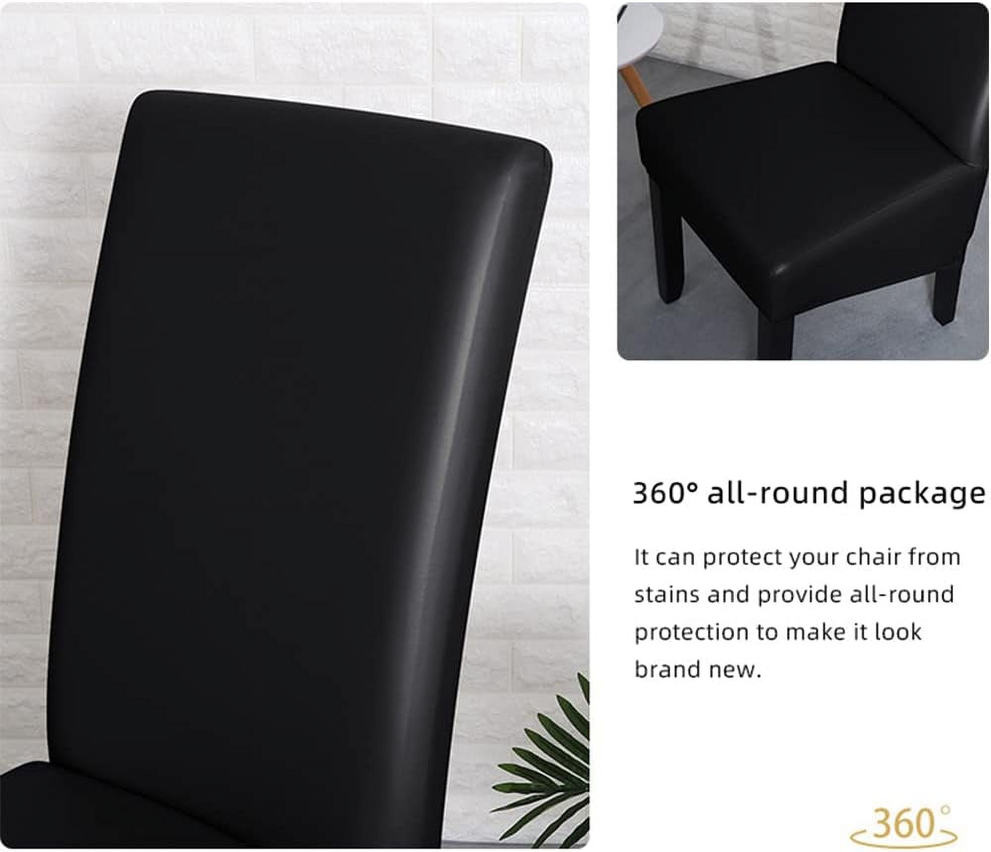 Black PU Leather XL Stretch Dining Chair Covers Set of 2 T61152