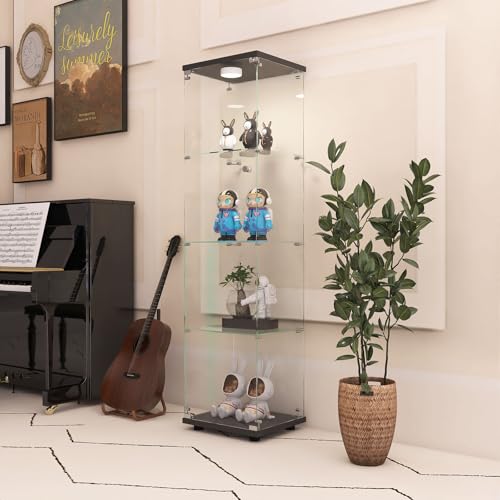 White Two-Door Glass Display Cabinet with 4 Shelves D760