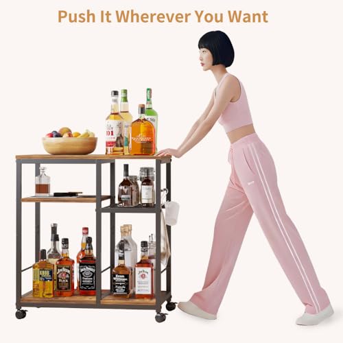 4-Tier Rolling Kitchen Cart with Lockable Wheels H5665