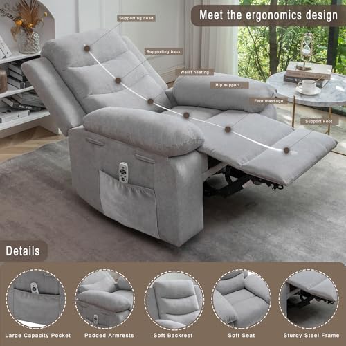 Fabric Velvet Single Sofa Chair with Footrest Dark Gray A1896