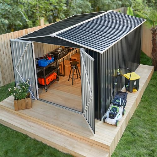 8 x 12 FT Metal Outdoor Storage Shed Black U62580