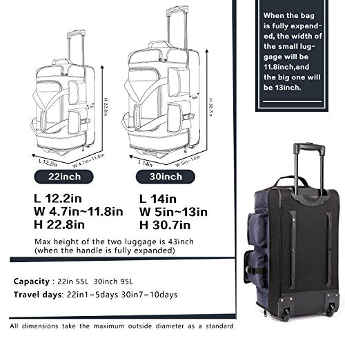 Rolling Duffel Bag with 8 Pockets R8517