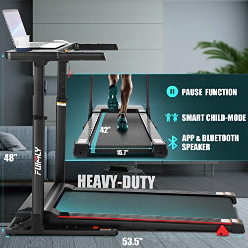 Folding Treadmill with Desk & Adjustable Height, 300 lb Capacity S252232