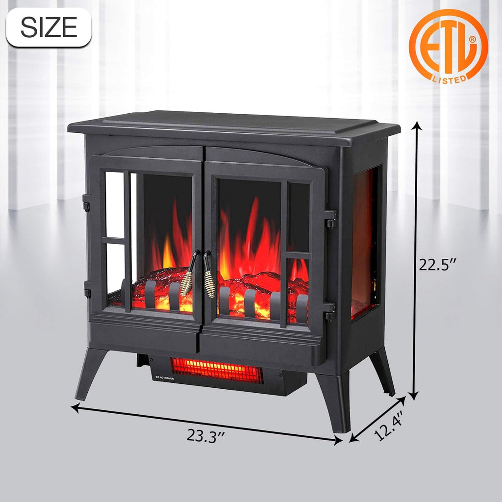 3D Infrared Electric Fireplace Stove, Freestanding Fireplace Heater, 1000W/1500W N691372