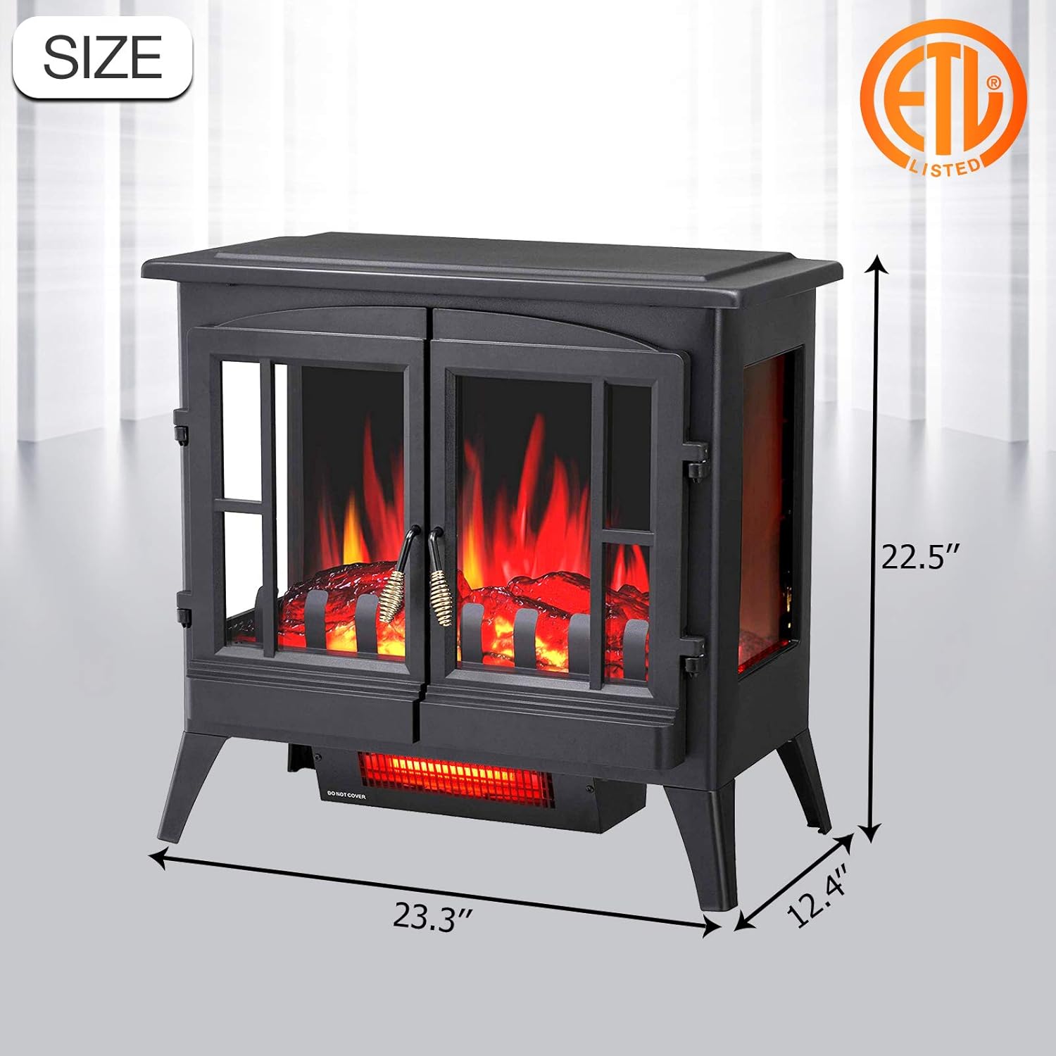 3D Infrared Electric Fireplace Stove, Freestanding Fireplace Heater, 1000W/1500W N691372