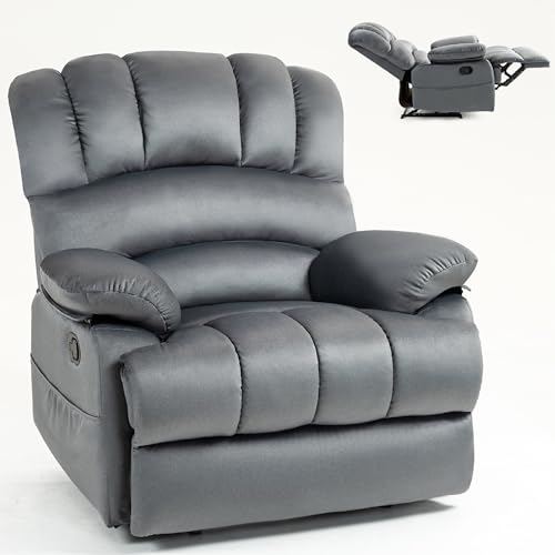 Oversized Fabric Recliner Chair with Footrest (Yellow) S182