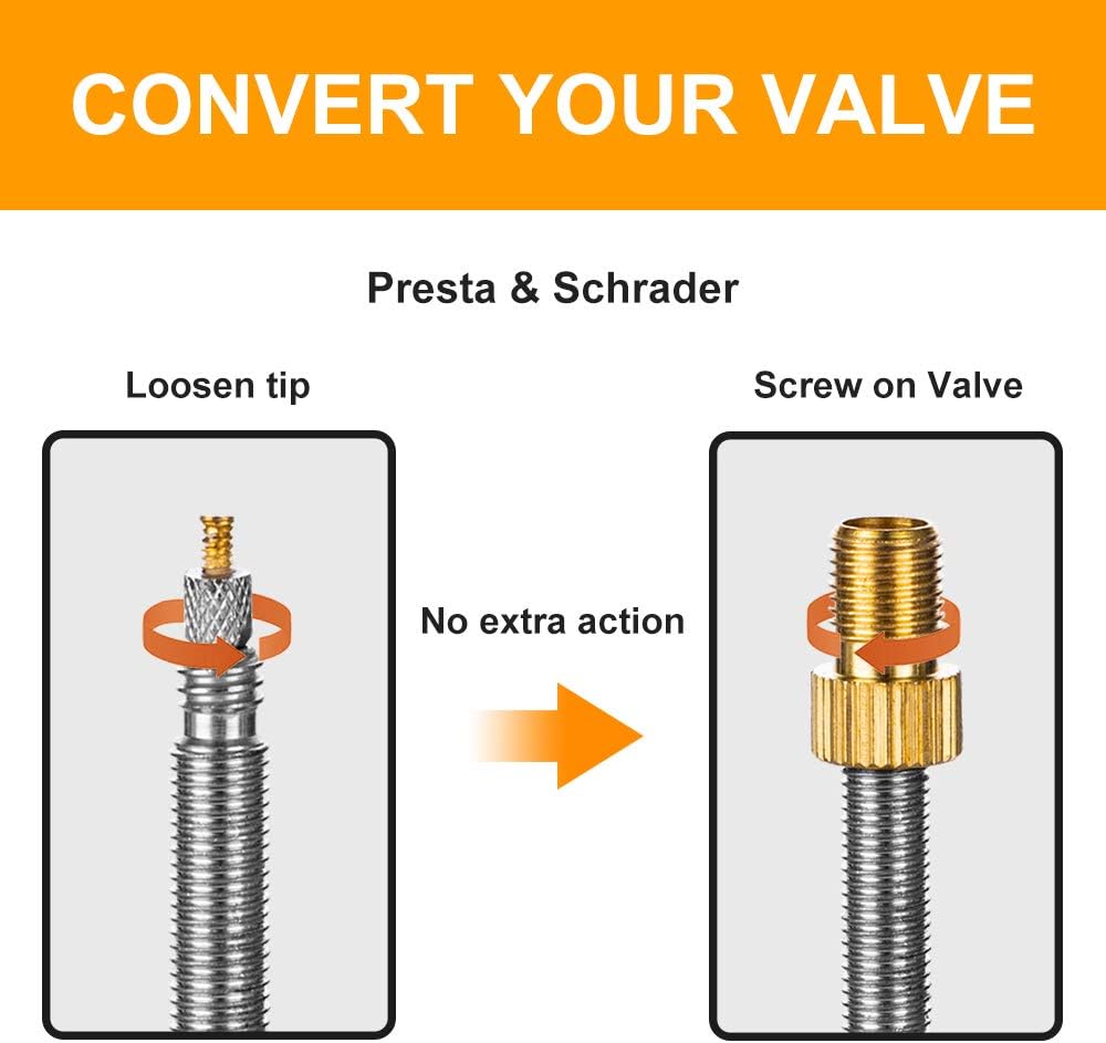 Presta Valve Adapter, Convert Presta to Schrader Adaptor for Bike, Tire Valve Caps(2PCS) L273929