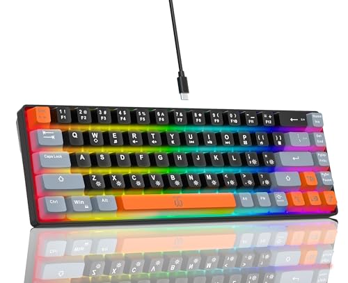 Compact RGB Backlit Gaming Keyboard (68 Keys, White&Grey&Orange) J400056