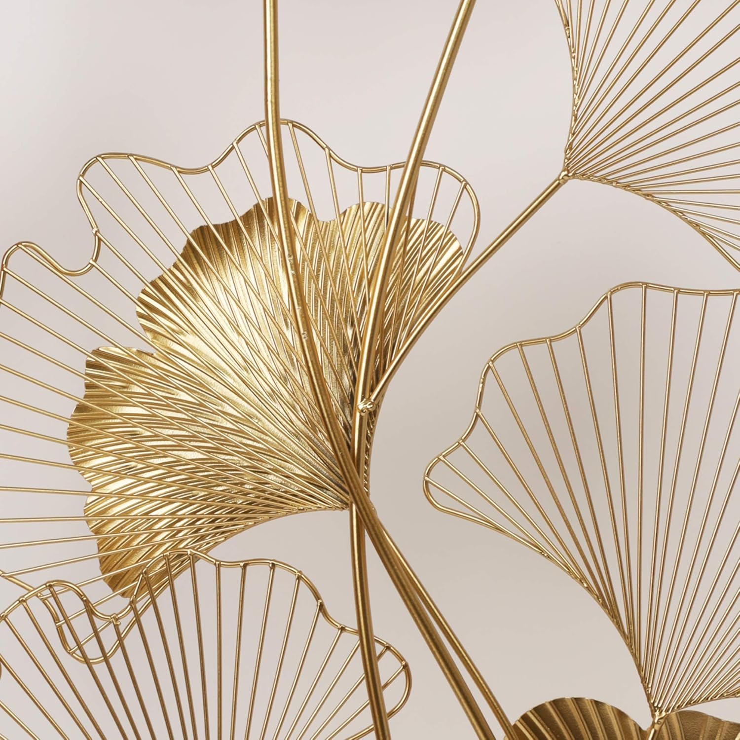 39" X 20" Golden Metal Ginkgo Leaf Wall Hanging Decor O3361