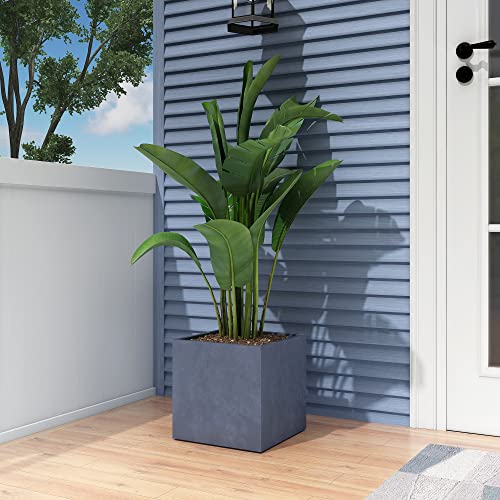 10 Inch Square Concrete Planter with Drainage Hole J55425