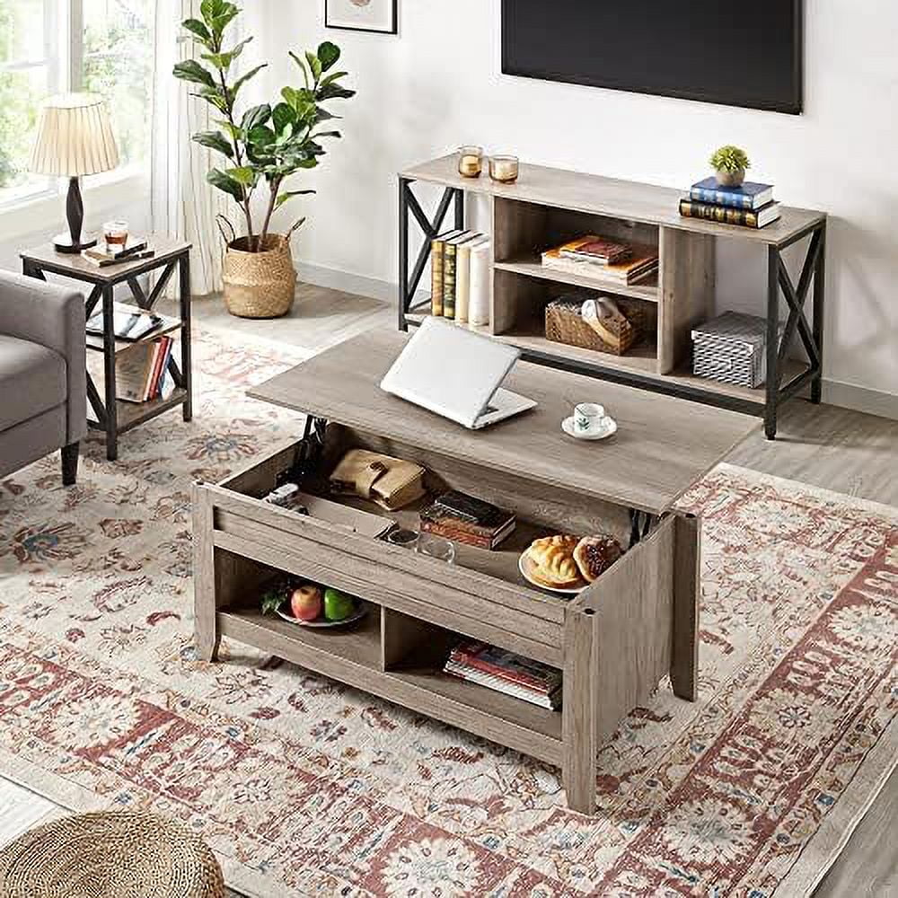 Lift Top Coffee Table with 2 Open Shelves Espresso M441444