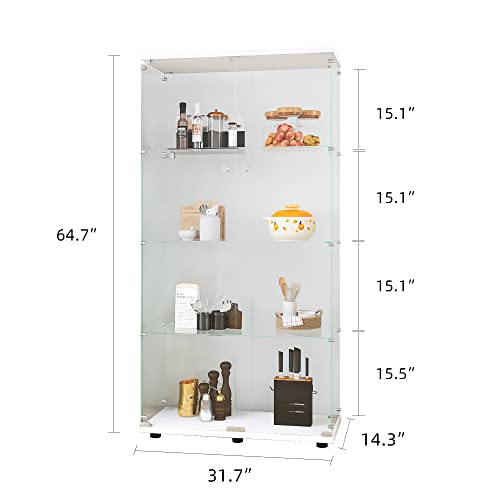 Black 4 Shelf Double Door Glass Display Cabinet K9367