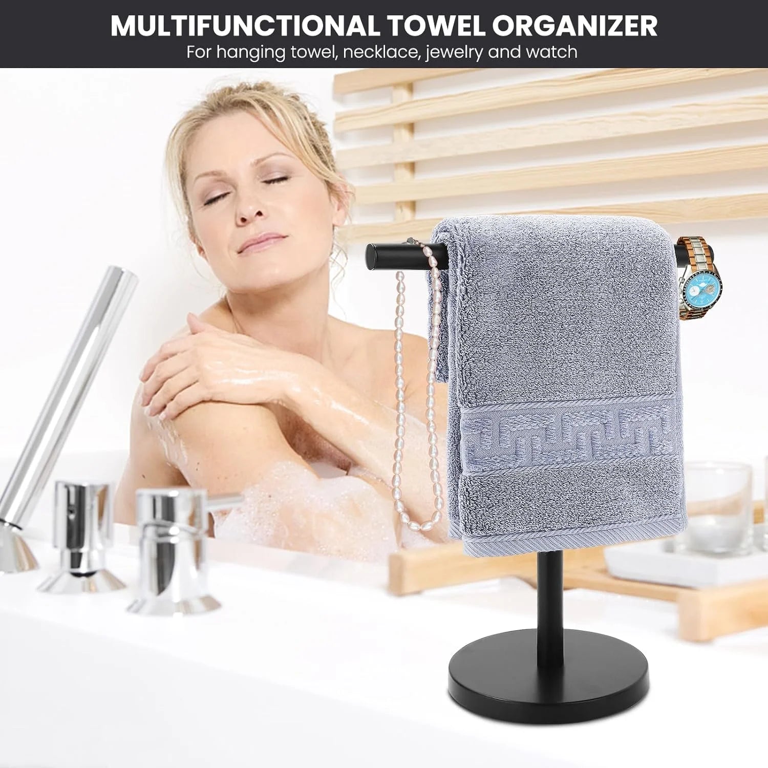 Matte Black Stainless Steel Hand Towel Holder Stand L62314