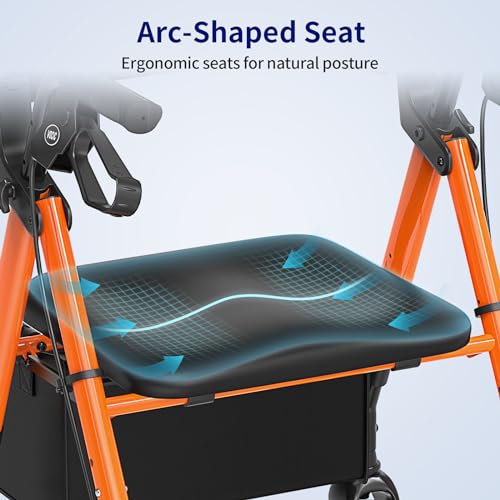 Inky Black Foldable Rollator Walker with Seat I765