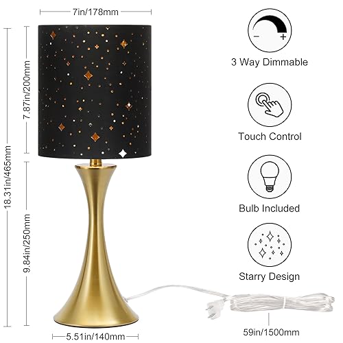 Beige Shade Cream Base 3 Way Touch Control Table Lamp Y2526
