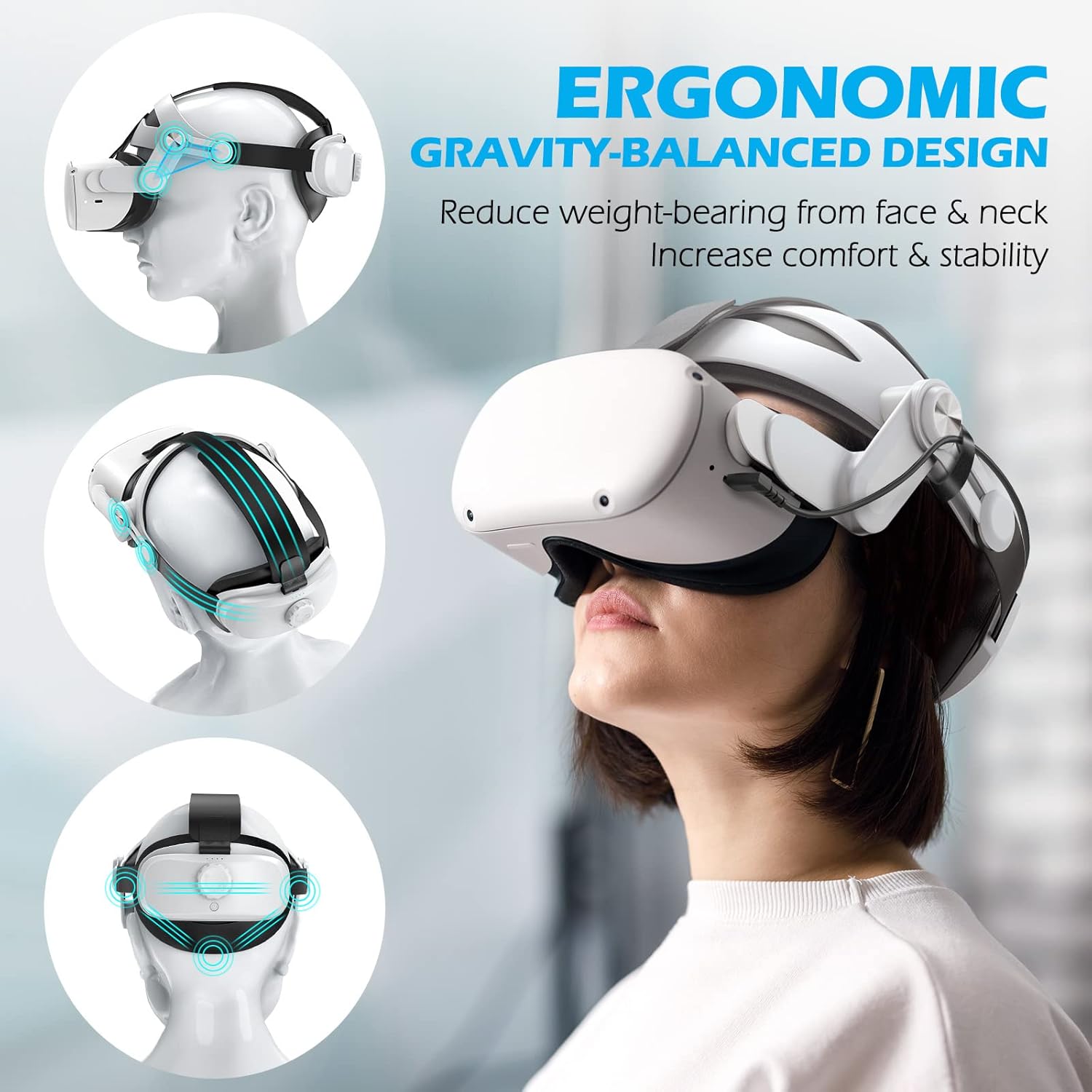 Rechargable Adjustable Head Strap for VR Headset J998