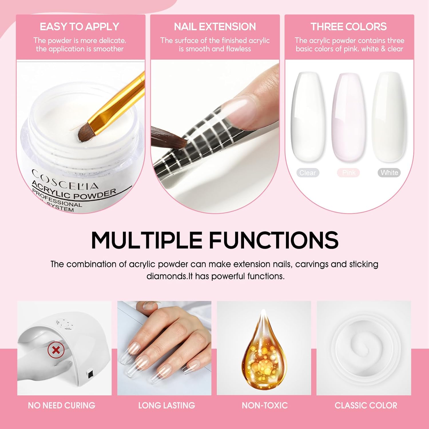 36Pcs Acrylic Nail Kit with Drill and UV Light M48464