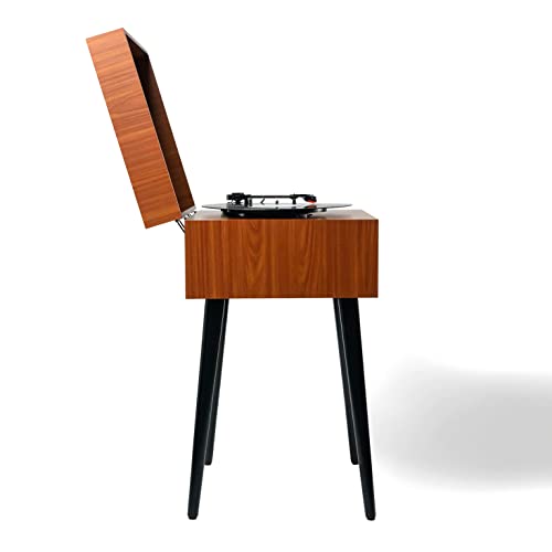 8-in-1 Turntable Music Center with Record Player, CD/MP3 Player, FM Radio, Bluetooth, USB Playback, Stereo Speakers, Espresso Y852