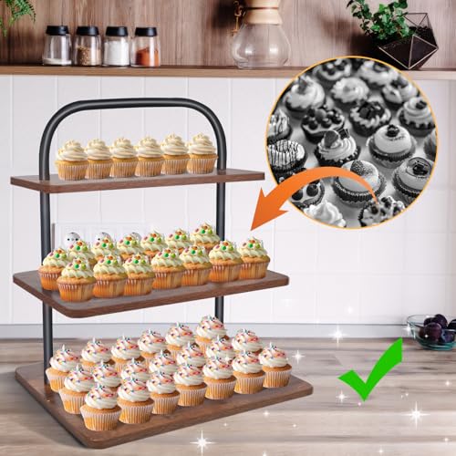 3 Tier Square Wood Cupcake Stand D820766