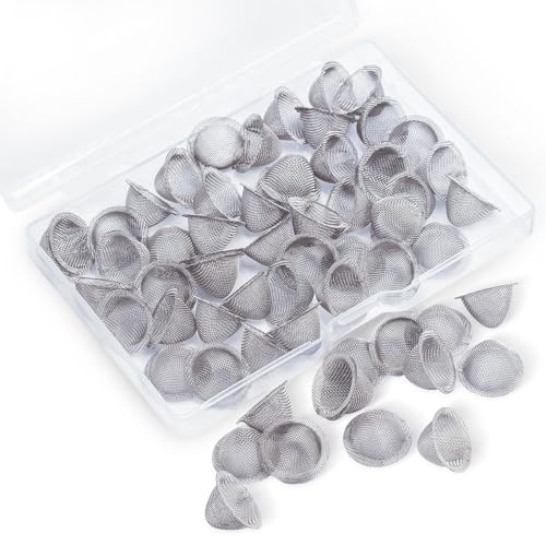 50 Pieces 3/4 Inch Stainless Steel Mesh Pipe Screens with Storage Box B836