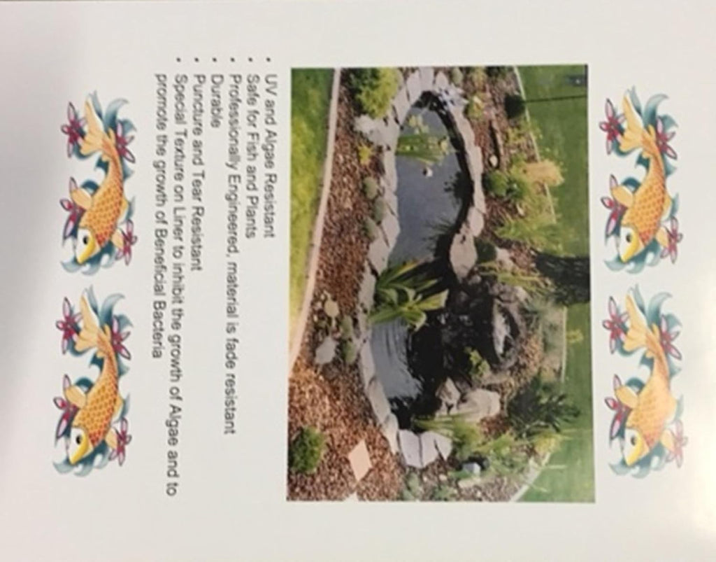 Water Garden Fountain KIT with Liner & Pump 9' X 6' Liner & 5 Water Lilies O60037