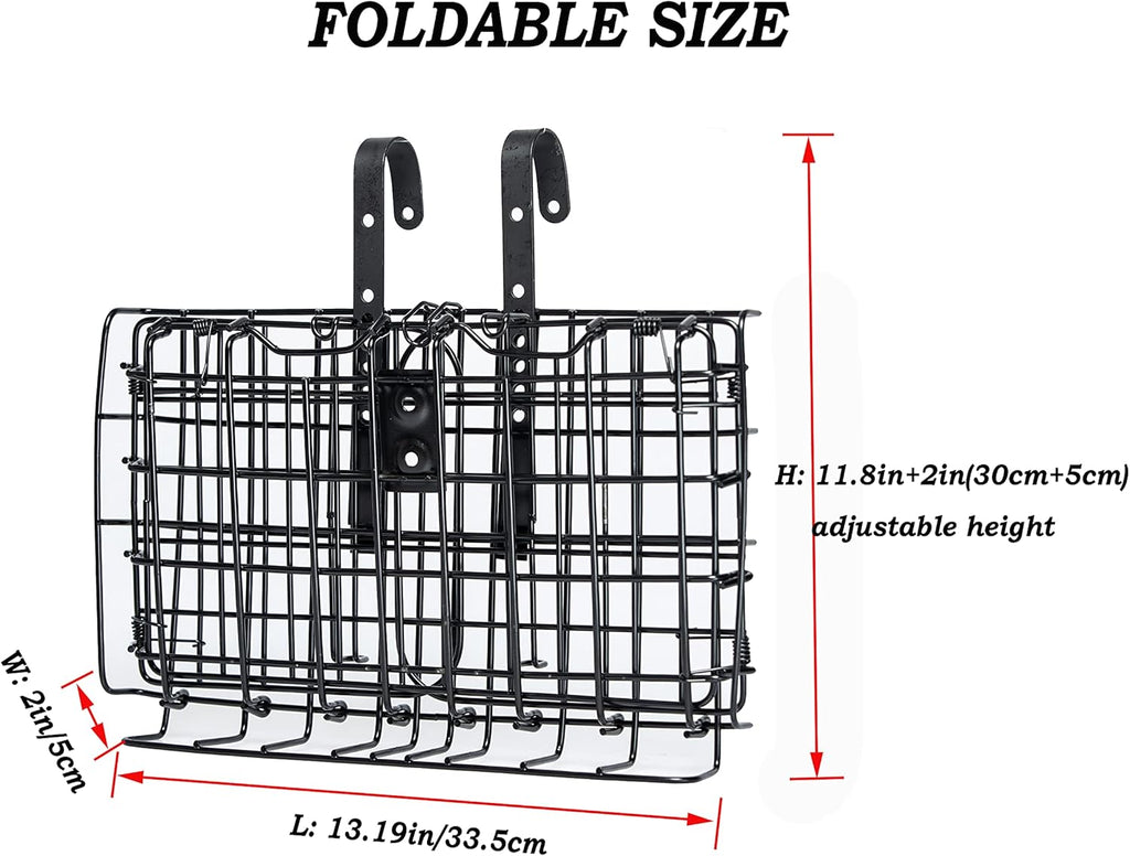 Black Steel Folding Front Bicycle Basket F112443