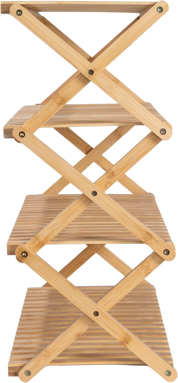 4-Tier Bamboo Folding Shoe Rack Y249596