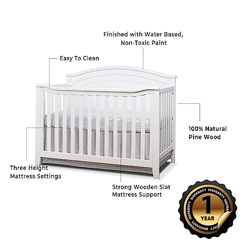 Gray Round Top 4-in-1 Convertible Wooden Crib D3384