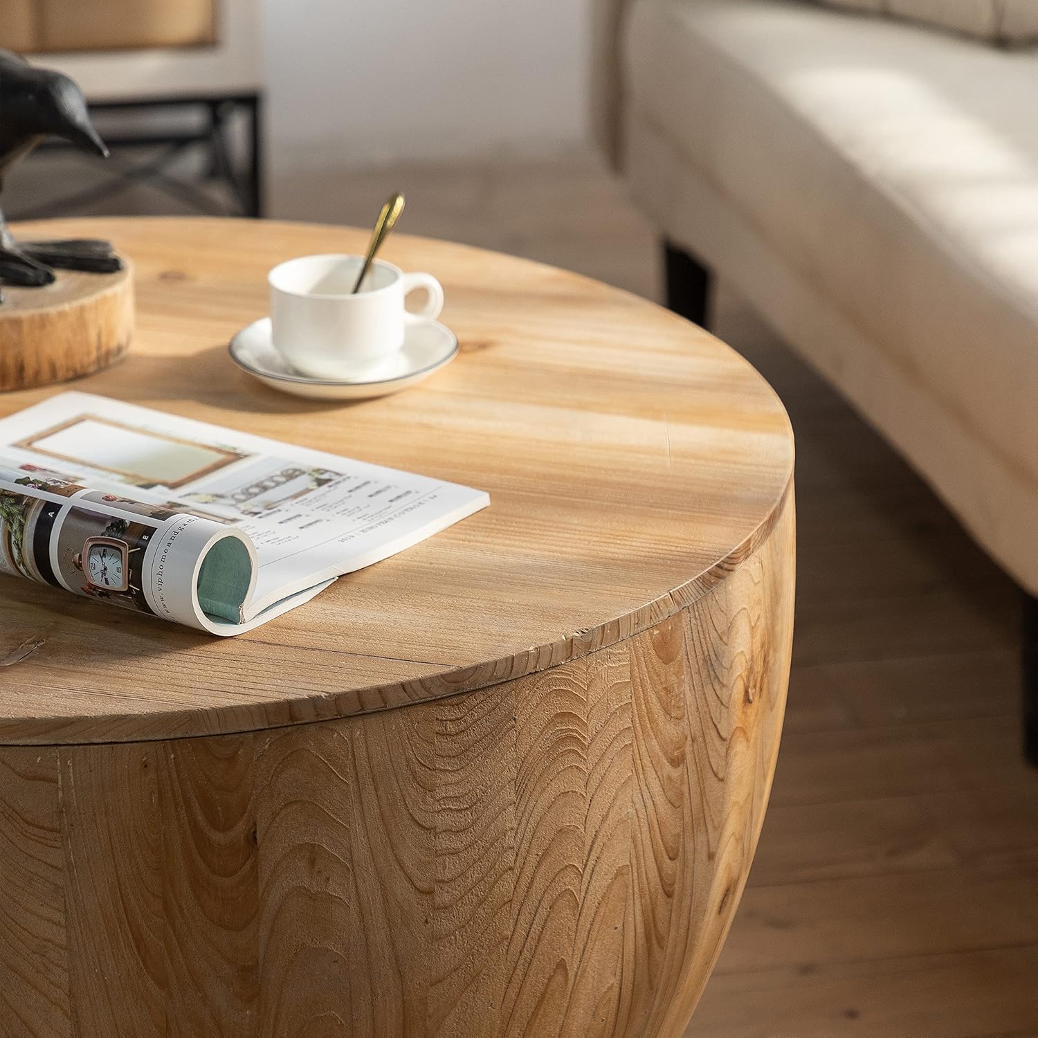 Round Wood Coffee Table Set of 2 with Storage W339089
