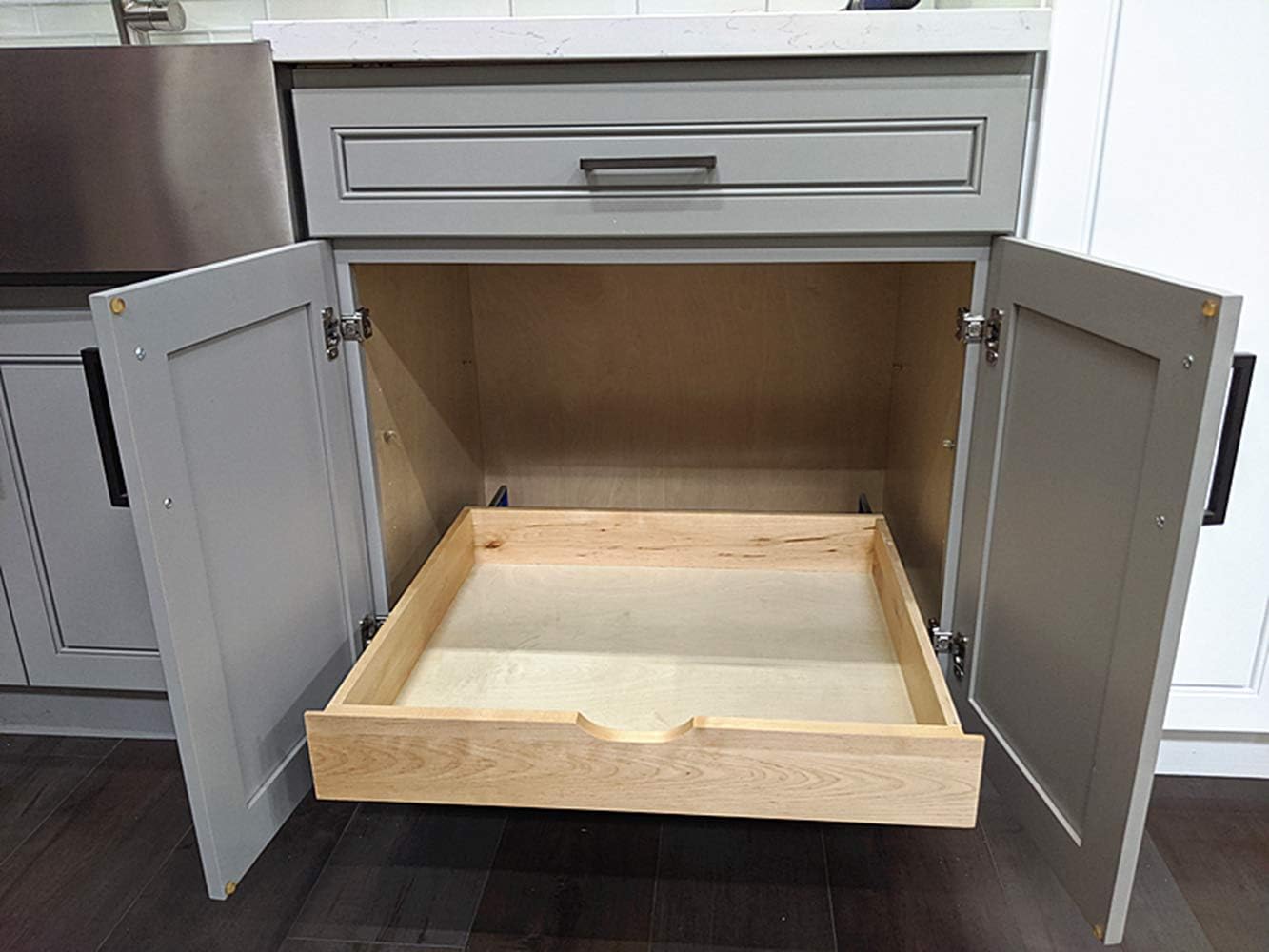 Soft Close Wooden Under Cabinet Pull Out Drawer Organizer (26 Inch) L4137