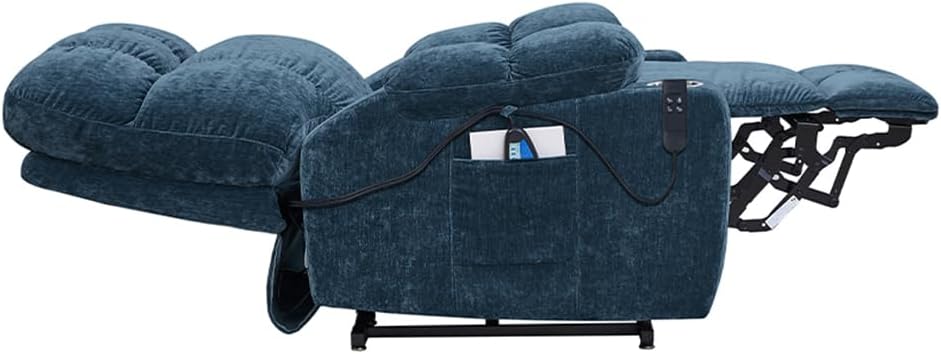 Blue Dual Motor Power Lift Recliner Chair with Remote Control Massage and Heat Cup Holder H628302