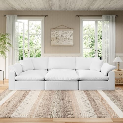 White Linen Oversized Modular Sectional Sofa N65068