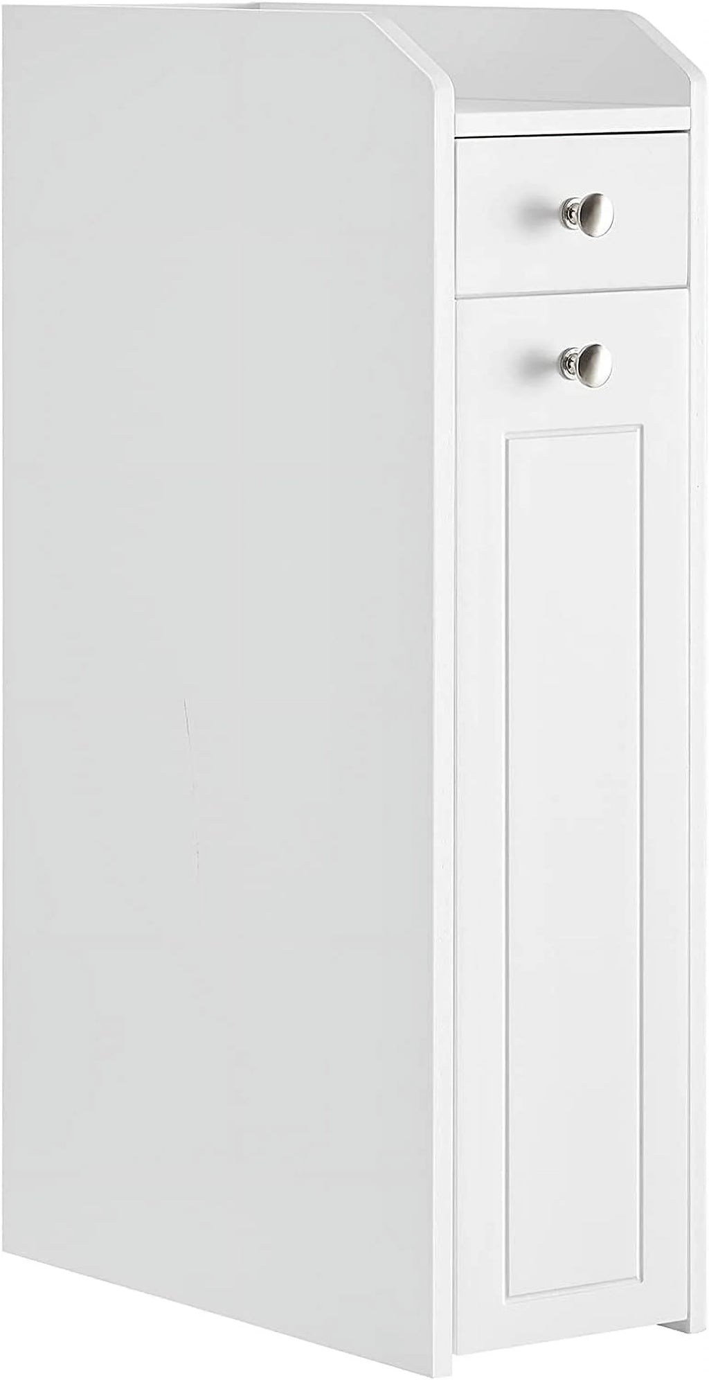 White Slim Bathroom Storage Cabinet with Slide Out Drawers T7001