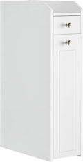 White Slim Bathroom Storage Cabinet with Slide Out Drawers T7001