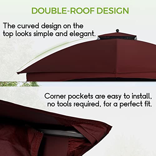 Beige 10x12 Polyester Gazebo Replacement Canopy A3869