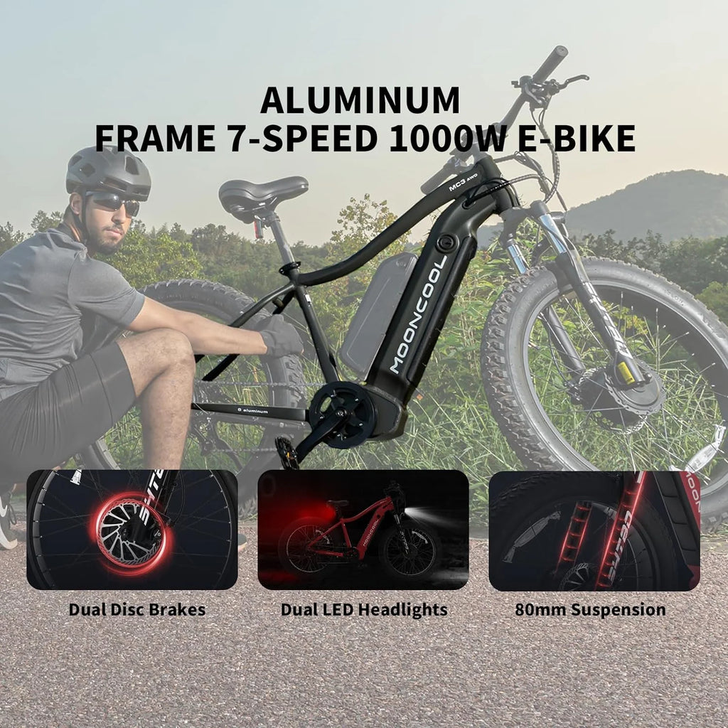 26" x 4" Fat Tire Electric Bike with 48V 15AH Removable Battery A480