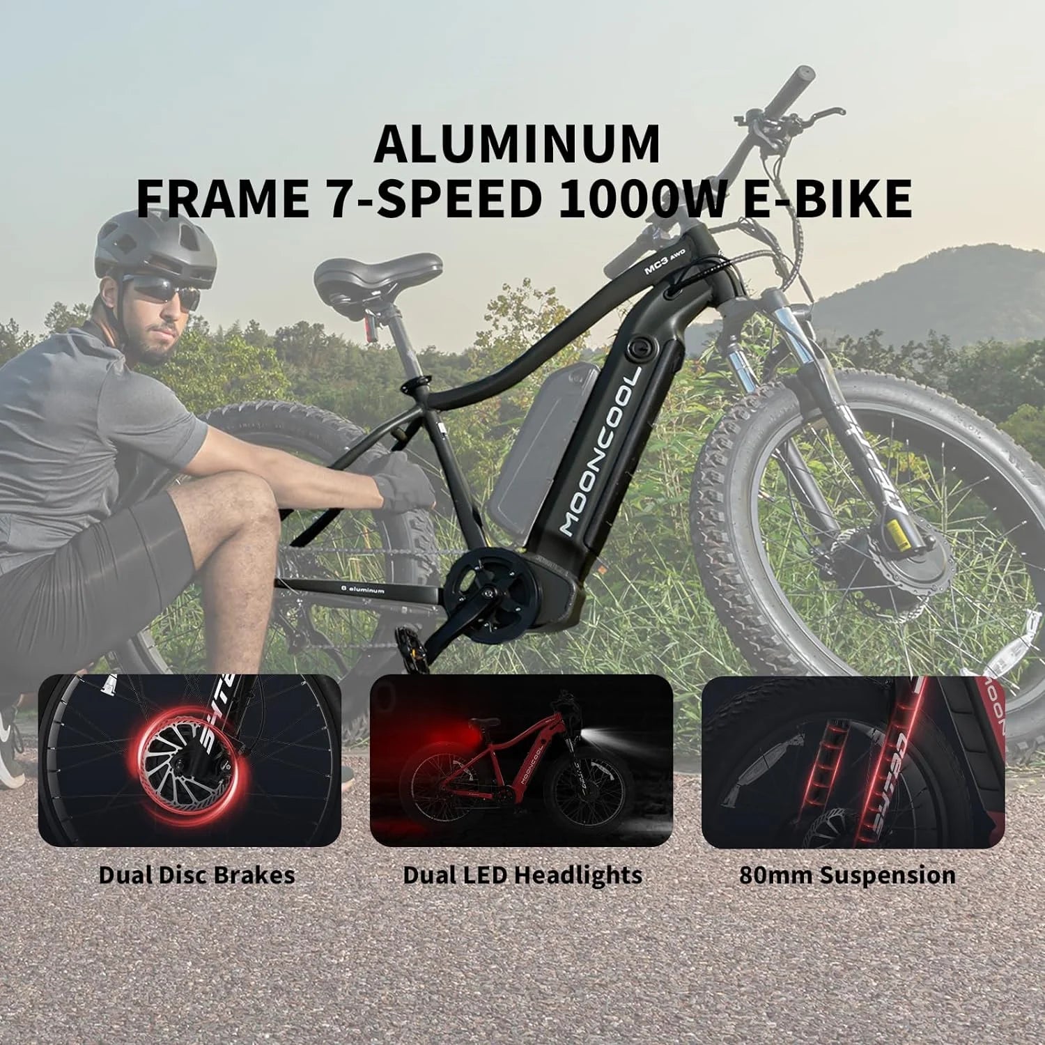 26" x 4" Fat Tire Electric Bike with 48V 15AH Removable Battery A480