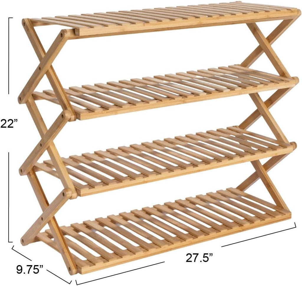 4-Tier Bamboo Folding Shoe Rack Y249596