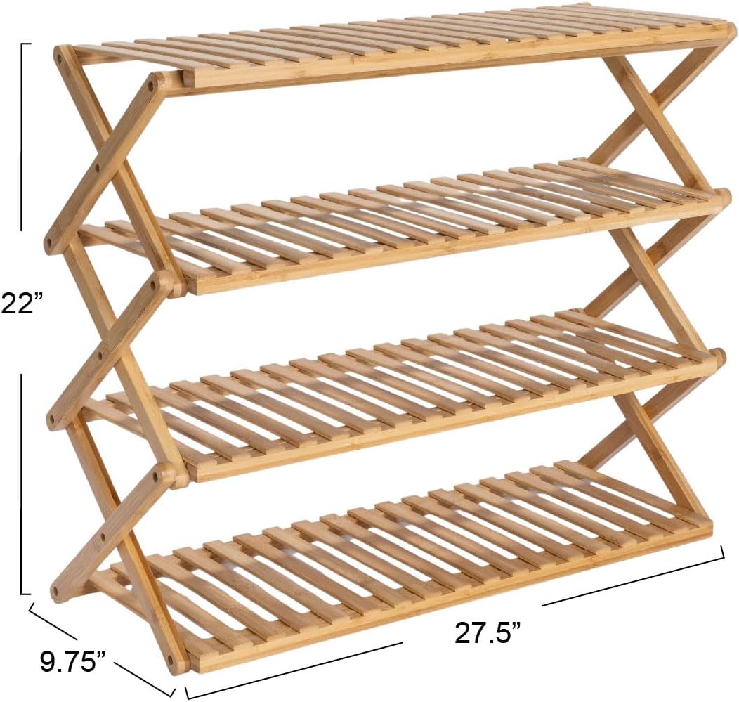 4-Tier Bamboo Folding Shoe Rack Y249596