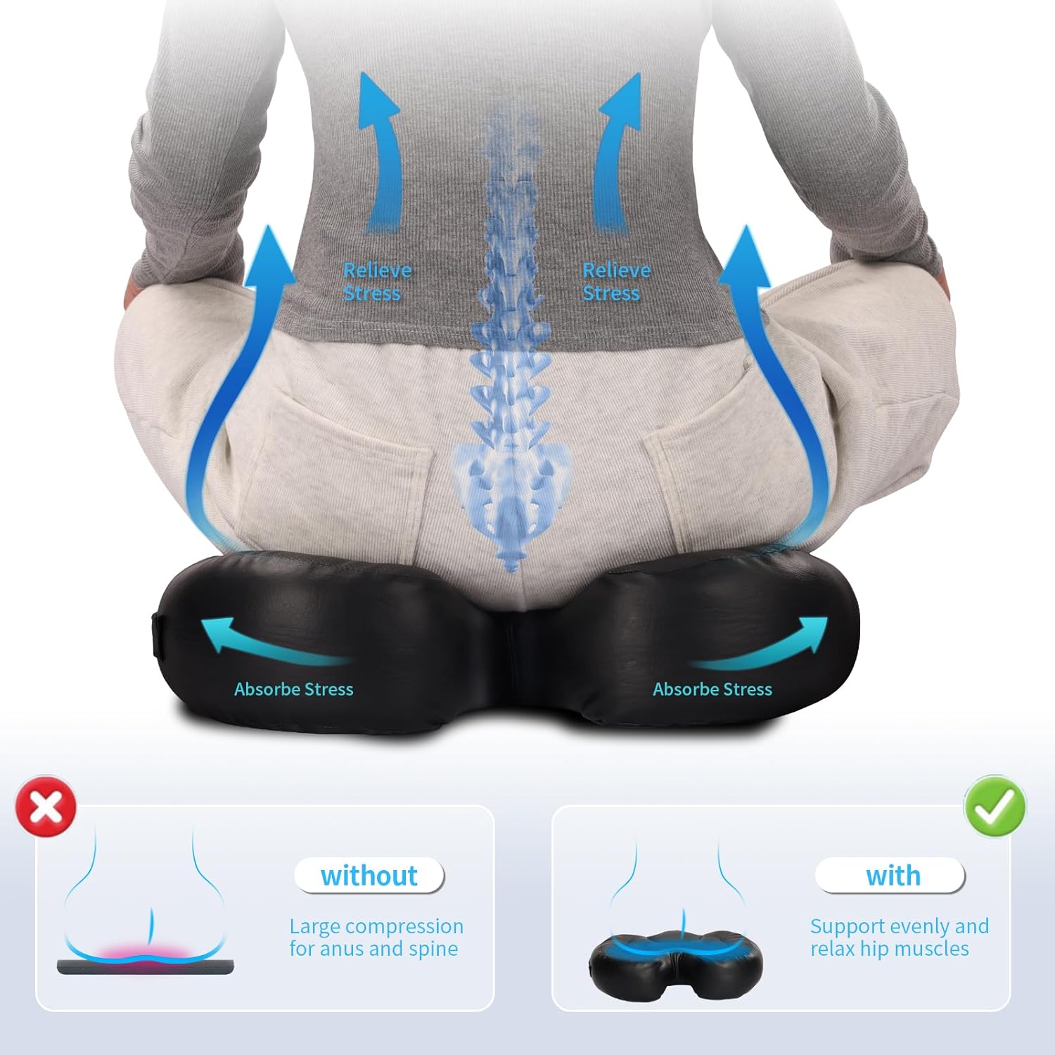 Firm Support Leather Seat Cushion for Sciatica W26524