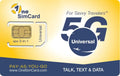 2 Pack Universal 3-in-one SIM Card with $5 Credit S518