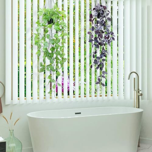 37.7 in Artificial Potted Faux Ivy Vine Hanging Plant (Black Pot) J493725